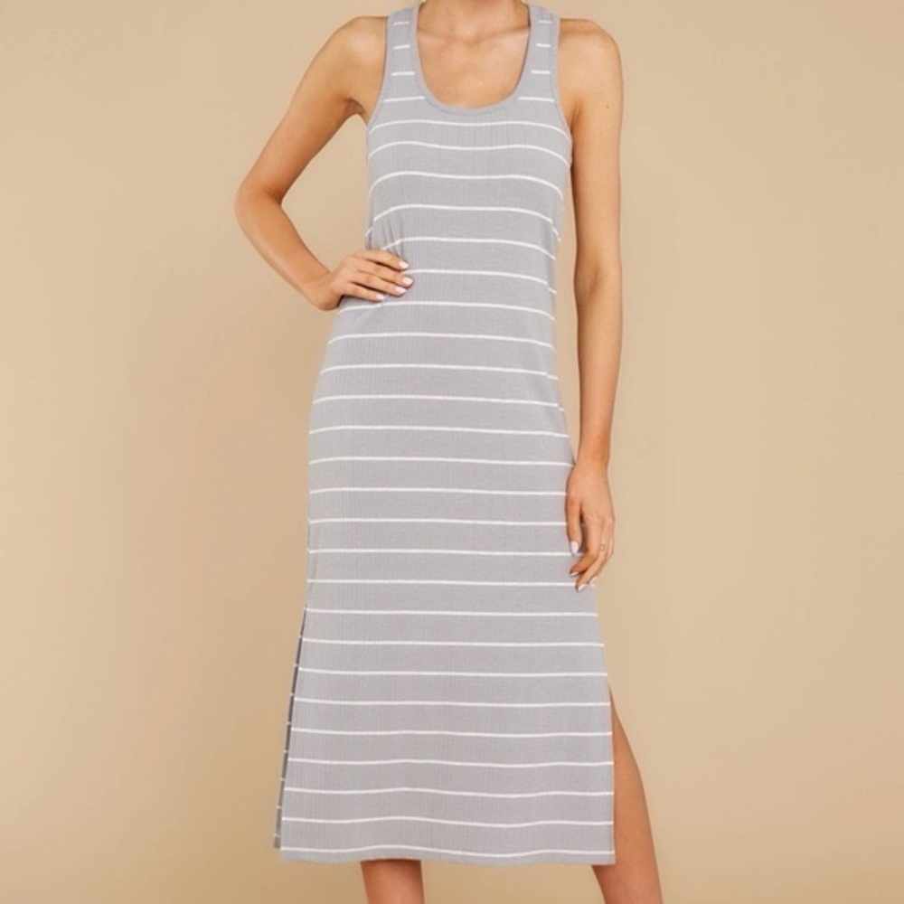 Z Supply - Seri Stripe Midi Dress in Drizzle/Desert White, XS